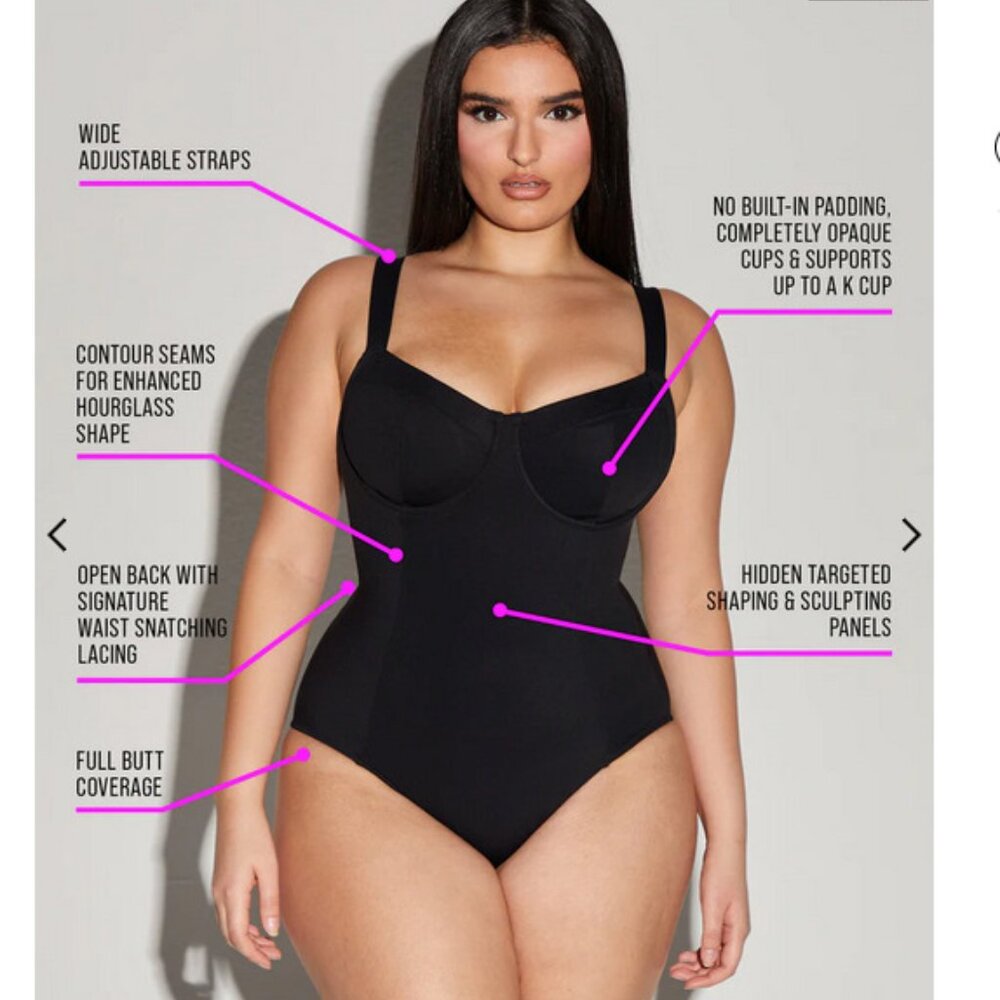 TA3 Sculpting Lace Up Lifty Swimsuit/Corseted Bodysuit Black L H/I NWOT